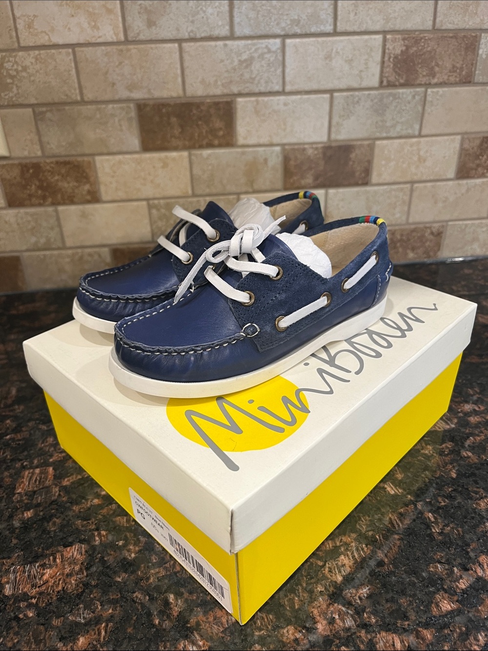 Mini Boden Navy and White Boys Boat Shoes